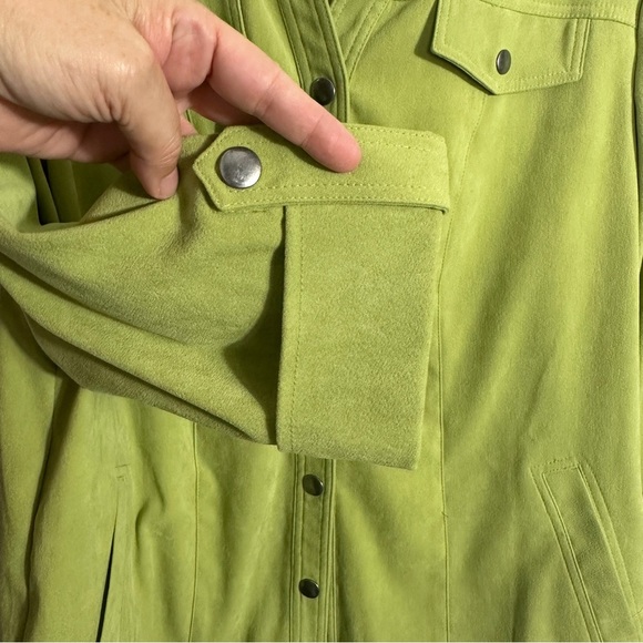 JM Collection size 1X green suede-feel jacket, soft, spring, autumn, fall - Picture 5 of 11